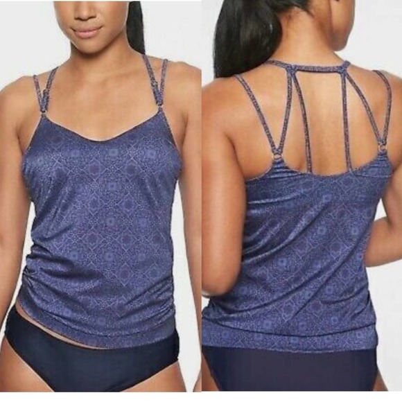 Athleta Other - Athleta Women's Aquqluxe Print Blousy Takini Swimsuit Top Athletic Tank Top